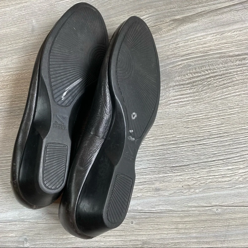 Stone grey leather comfortable mini wedge Natural Sport 8.5